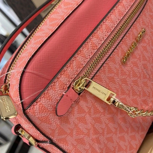 Michael Kors Jet Set Item Large East West Zip Chain Crossbody Grapefruit - Picture 5 of 16